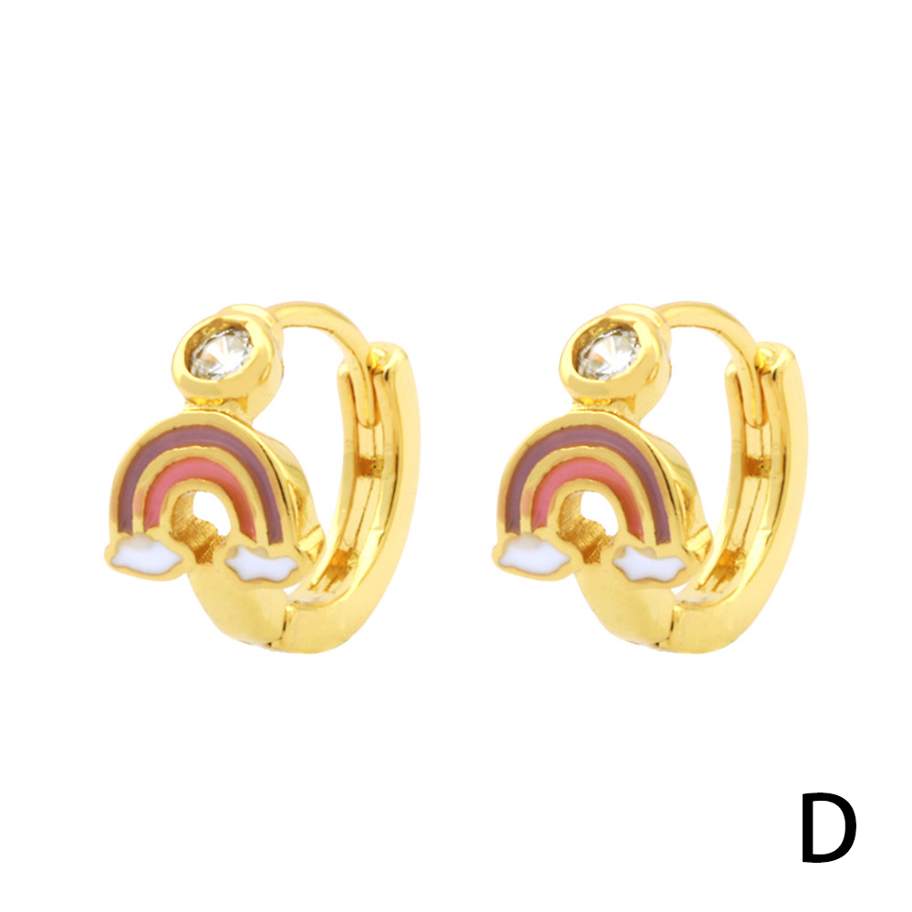 1 Paire Style Simple Vêtement De Rue Arc-en-ciel L'oeil Du Diable Émail Placage Incruster Le Cuivre Zircon Plaqué Or 18k Des Boucles D'oreilles display picture 4