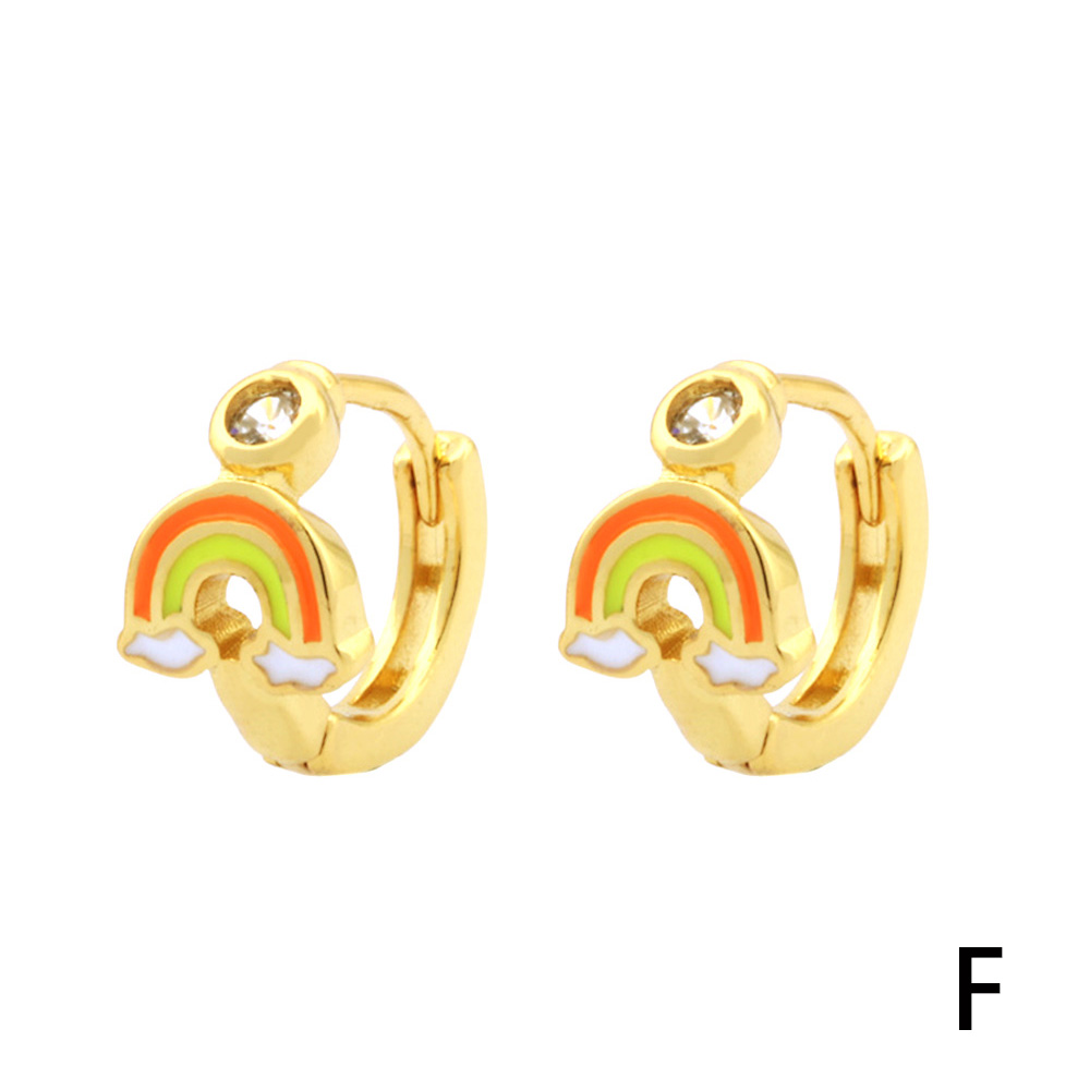 1 Pair Simple Style Streetwear Rainbow Devil's Eye Enamel Plating Inlay Copper Zircon 18k Gold Plated Earrings display picture 6