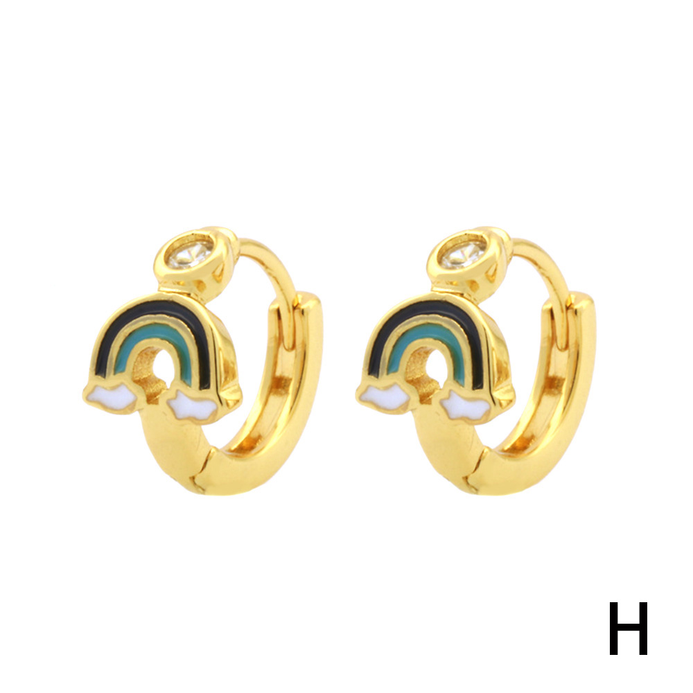 1 Pair Simple Style Streetwear Rainbow Devil's Eye Enamel Plating Inlay Copper Zircon 18k Gold Plated Earrings display picture 8