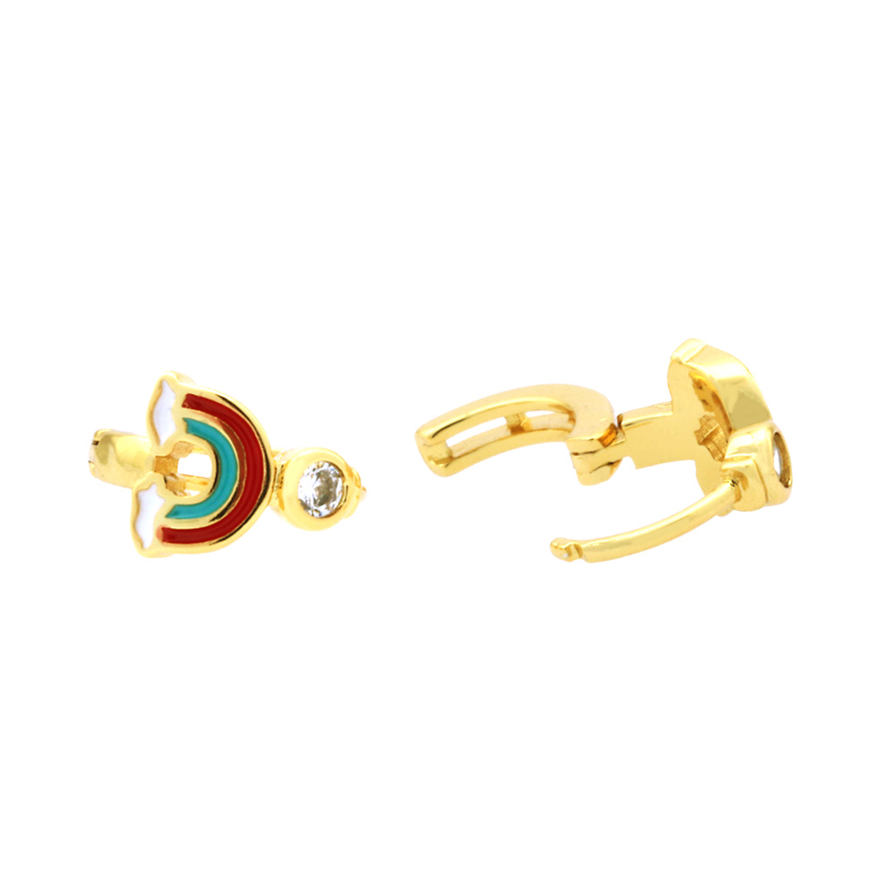 1 Pair Simple Style Streetwear Rainbow Devil's Eye Enamel Plating Inlay Copper Zircon 18k Gold Plated Earrings display picture 2