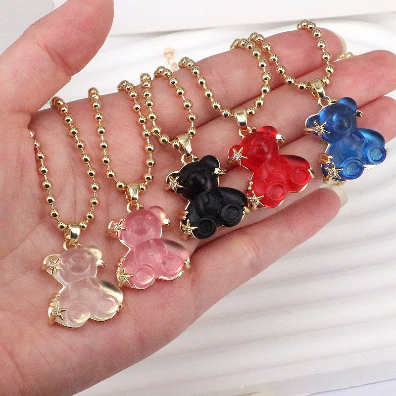 Casual Streetwear Little Bear Copper Gold Plated Pendant Necklace In Bulk display picture 8
