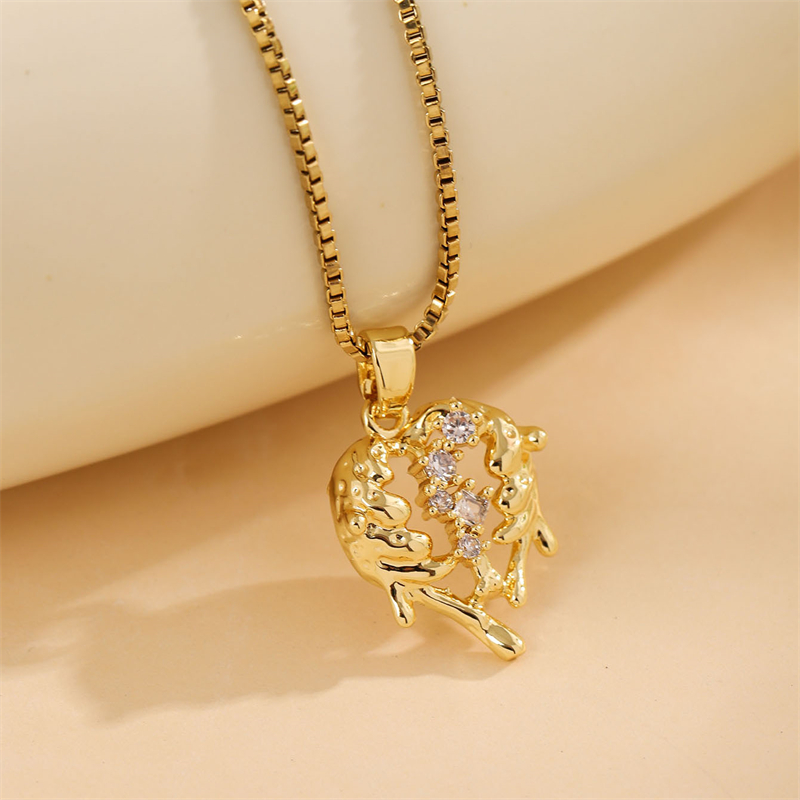 Stainless Steel 18K Gold Plated Sweet Plating Inlay Round Oval Heart Shape Artificial Diamond Pendant Necklace display picture 21