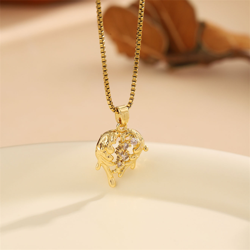 Stainless Steel 18K Gold Plated Sweet Plating Inlay Round Oval Heart Shape Artificial Diamond Pendant Necklace display picture 23