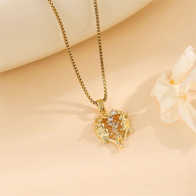 Stainless Steel 18K Gold Plated Sweet Plating Inlay Round Oval Heart Shape Artificial Diamond Pendant Necklace display picture 24