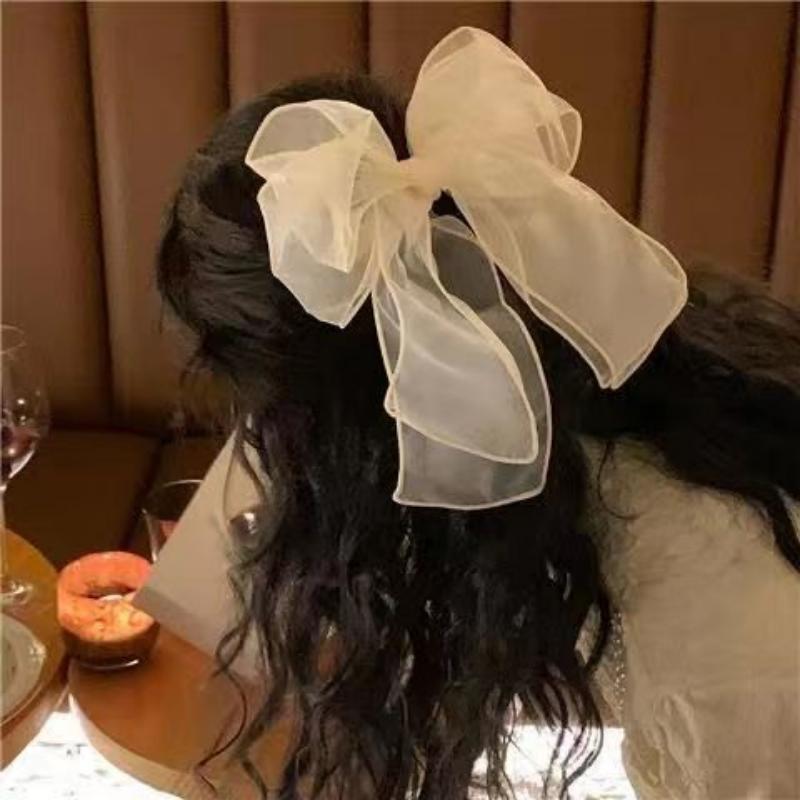 Women's Cute Simple Style Bow Knot Gauze Hair Clip display picture 4