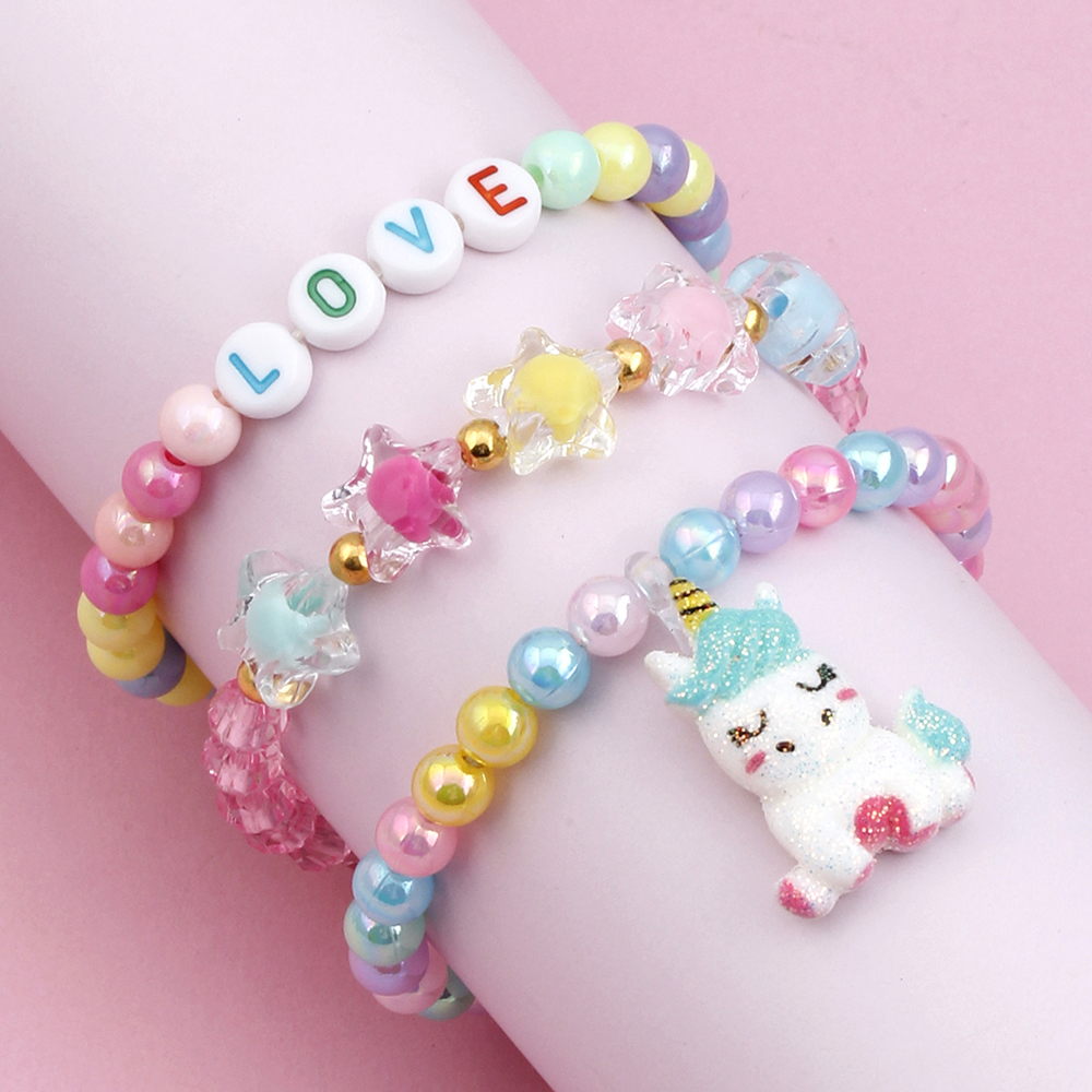 Sweet Cartoon Arylic Plastic Resin Beaded Girl's Bracelets display picture 3
