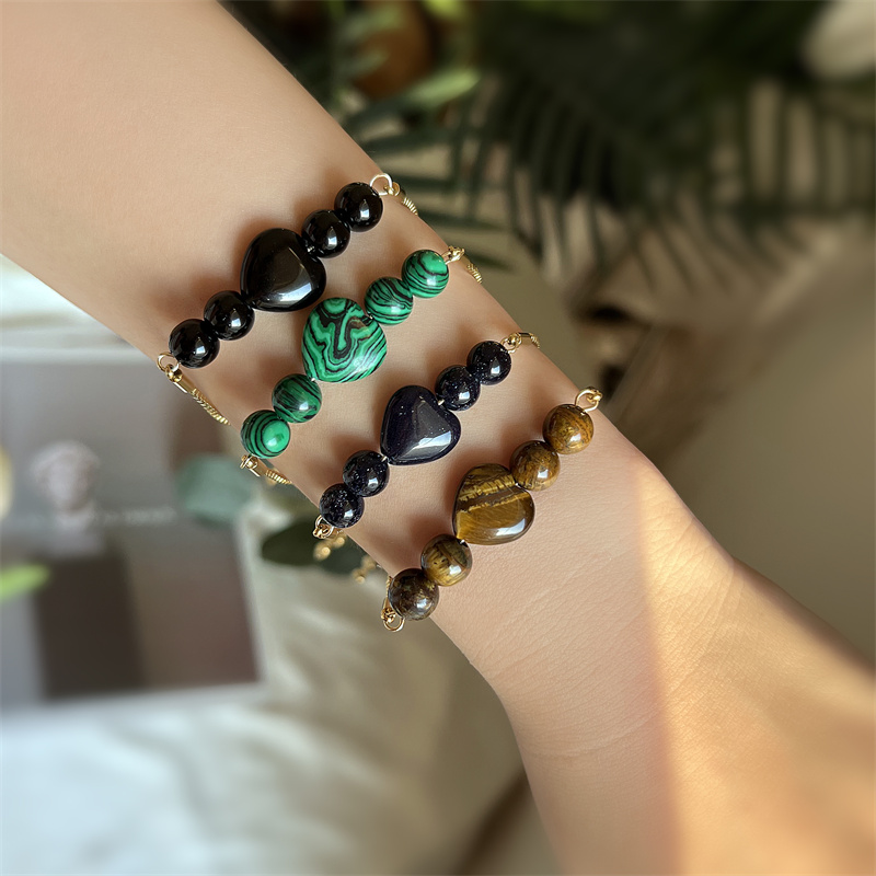 Commute Heart Shape Natural Stone Beaded Bracelets display picture 2