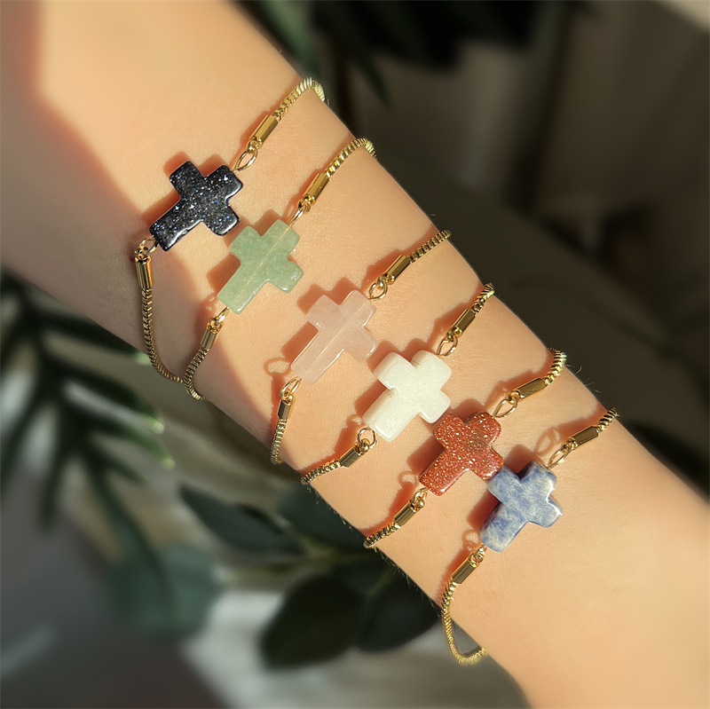 Ethnic Style Cross Natural Stone Bracelets display picture 1