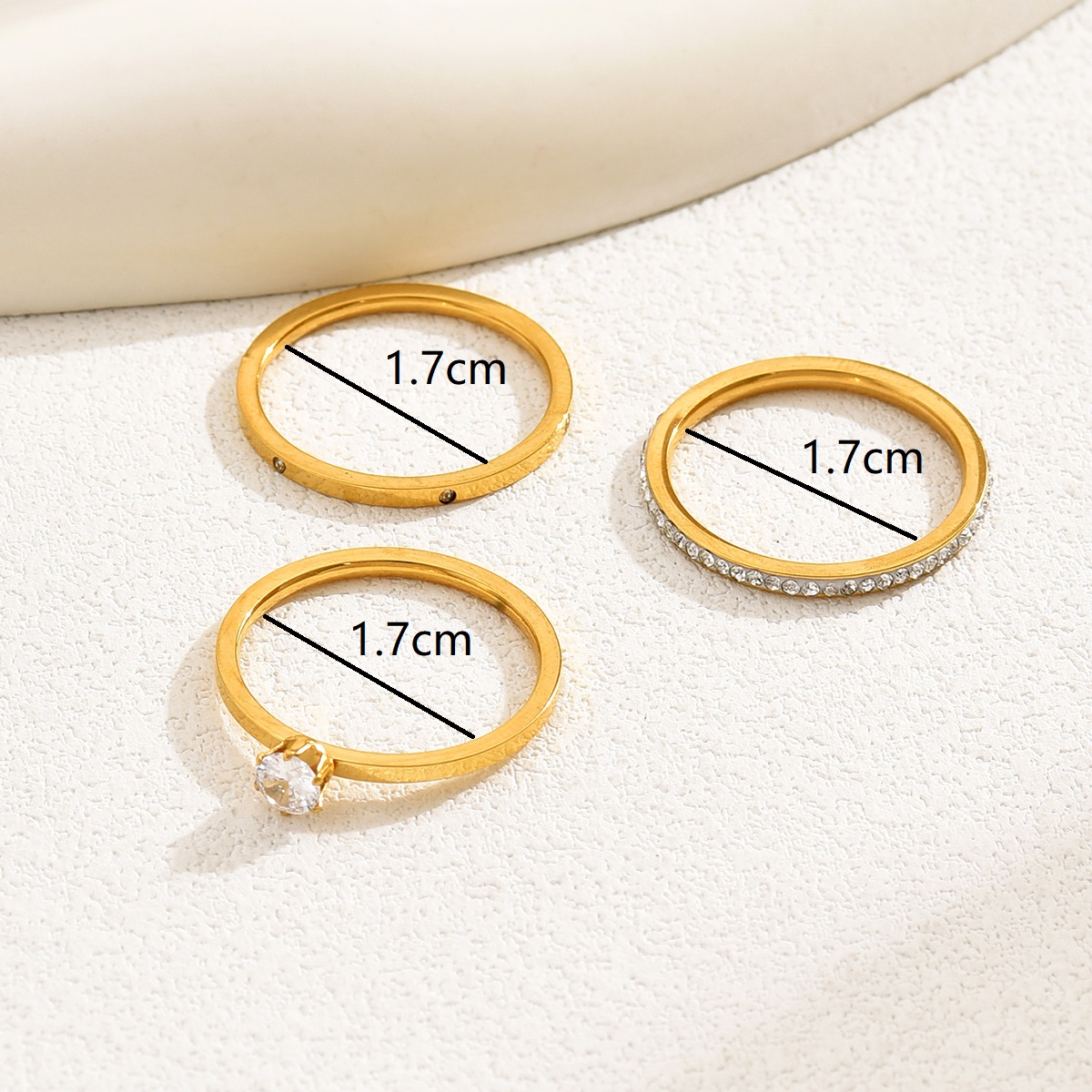 201 Stainless Steel 18K Gold Plated Casual Basic Vacation Plating Inlay Solid Color Zircon Rings display picture 1