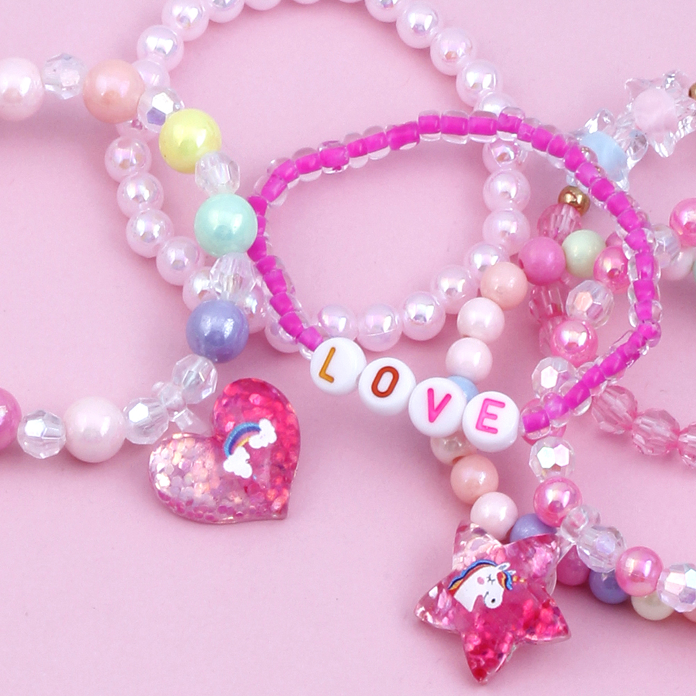 Cute Handmade Sweet Pentagram Heart Shape Arylic Plastic Resin Beaded Handmade Girl's Bracelets display picture 4