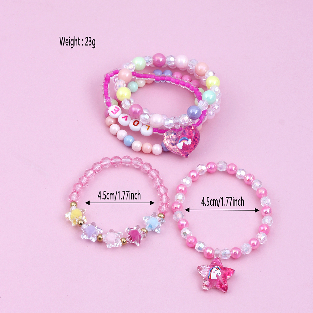 Cute Handmade Sweet Pentagram Heart Shape Arylic Plastic Resin Beaded Handmade Girl's Bracelets display picture 3