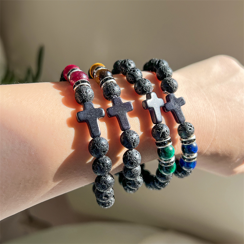 Ethnic Style Cross Natural Stone Beaded Bracelets display picture 1