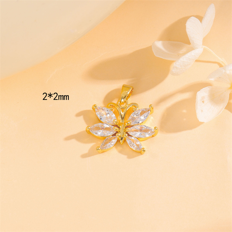 Wholesale Cute Handmade Shiny Sunflower Leaves Heart Shape Brass Plating Inlay 18K Gold Plated Zircon display picture 26