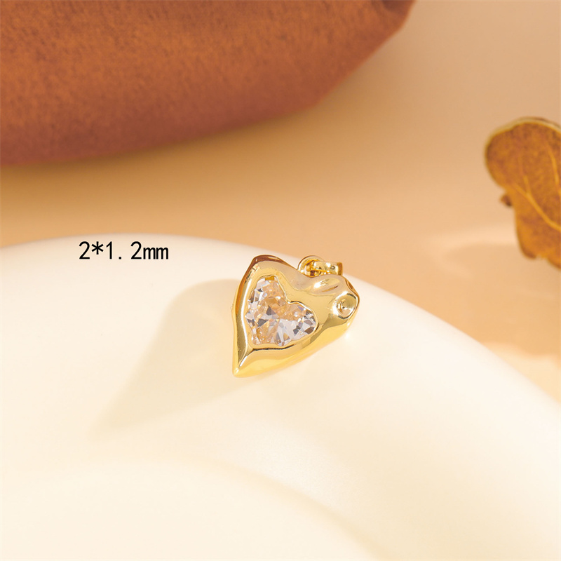 Wholesale Cute Handmade Shiny Sunflower Leaves Heart Shape Brass Plating Inlay 18K Gold Plated Zircon display picture 41