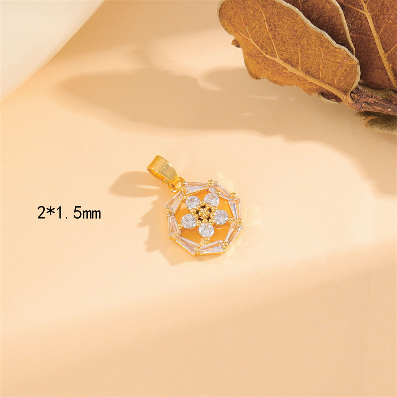 Wholesale Cute Handmade Shiny Sunflower Leaves Heart Shape Brass Plating Inlay 18K Gold Plated Zircon display picture 51