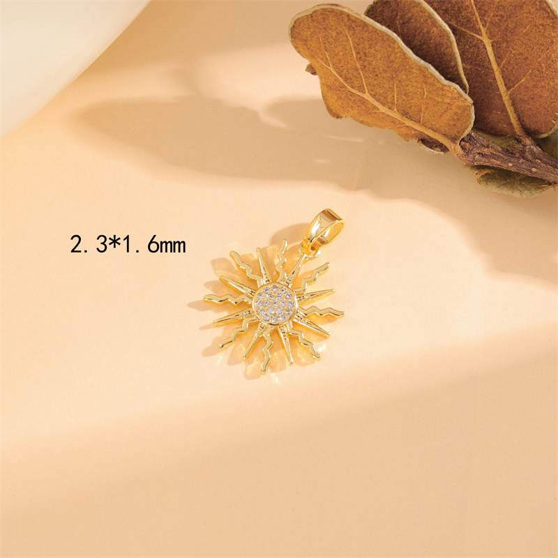 Wholesale Cute Handmade Shiny Sunflower Leaves Heart Shape Brass Plating Inlay 18K Gold Plated Zircon display picture 56