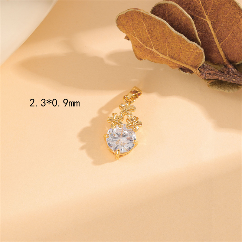 Wholesale Cute Handmade Shiny Sunflower Leaves Heart Shape Brass Plating Inlay 18K Gold Plated Zircon display picture 66