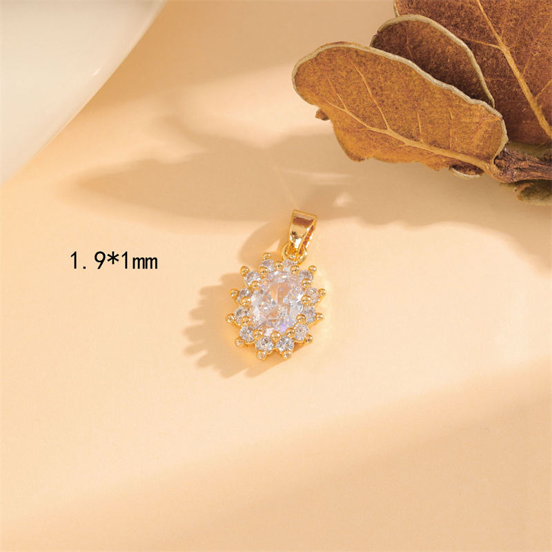 Wholesale Cute Handmade Shiny Sunflower Leaves Heart Shape Brass Plating Inlay 18K Gold Plated Zircon display picture 71