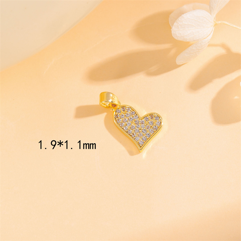 Wholesale Cute Handmade Shiny Sunflower Leaves Heart Shape Brass Plating Inlay 18K Gold Plated Zircon display picture 86