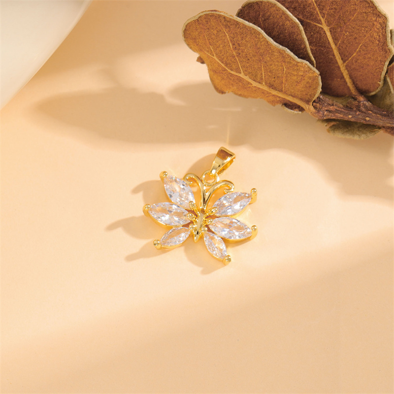 Wholesale Cute Handmade Shiny Sunflower Leaves Heart Shape Brass Plating Inlay 18K Gold Plated Zircon display picture 29