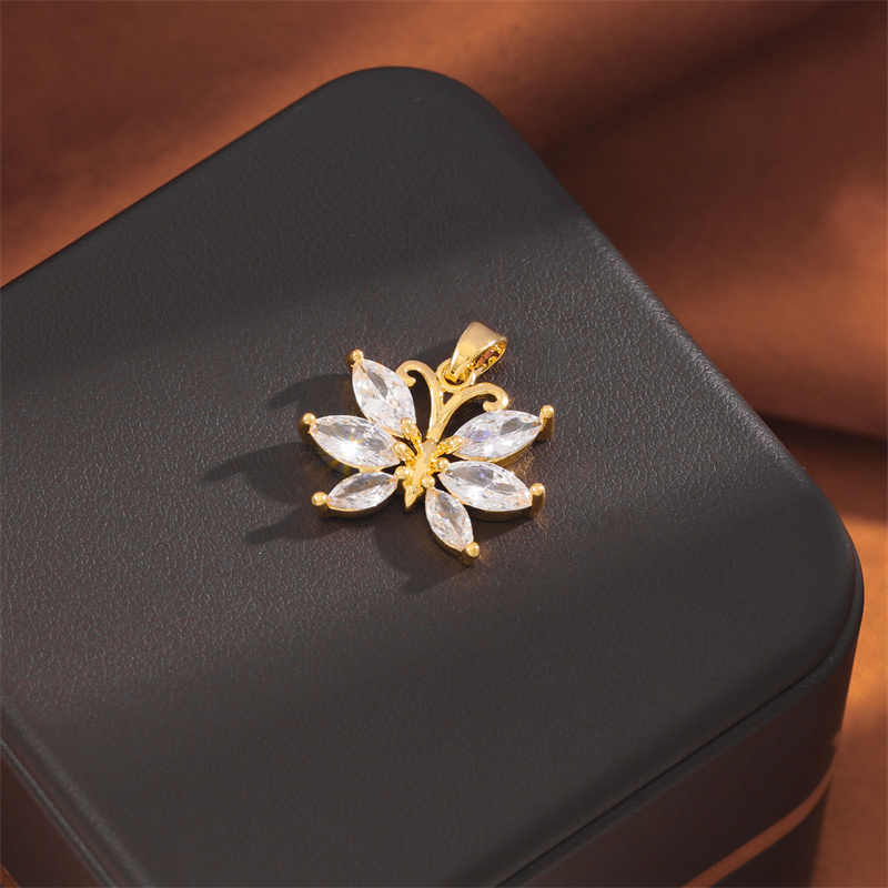 Wholesale Cute Handmade Shiny Sunflower Leaves Heart Shape Brass Plating Inlay 18K Gold Plated Zircon display picture 30