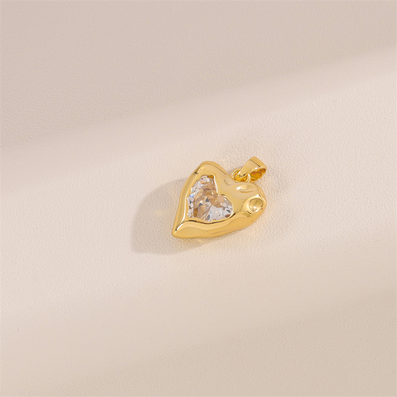 Wholesale Cute Handmade Shiny Sunflower Leaves Heart Shape Brass Plating Inlay 18K Gold Plated Zircon display picture 43