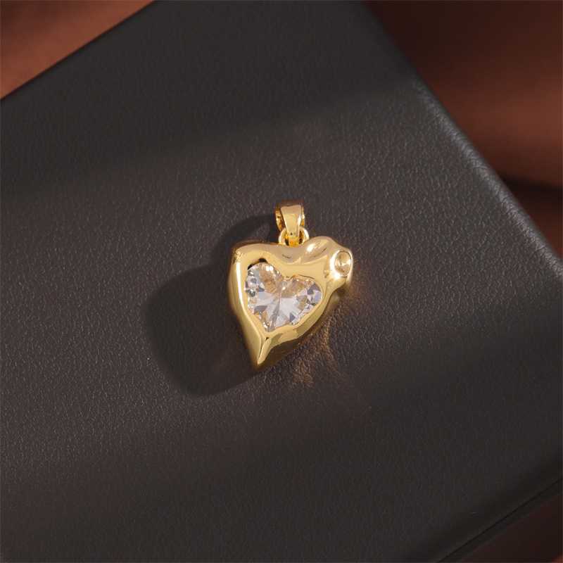 Wholesale Cute Handmade Shiny Sunflower Leaves Heart Shape Brass Plating Inlay 18K Gold Plated Zircon display picture 44