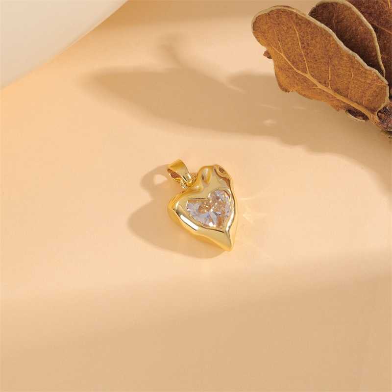 Wholesale Cute Handmade Shiny Sunflower Leaves Heart Shape Brass Plating Inlay 18K Gold Plated Zircon display picture 42