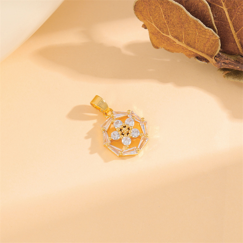 Wholesale Cute Handmade Shiny Sunflower Leaves Heart Shape Brass Plating Inlay 18K Gold Plated Zircon display picture 54