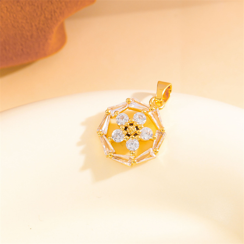 Wholesale Cute Handmade Shiny Sunflower Leaves Heart Shape Brass Plating Inlay 18K Gold Plated Zircon display picture 52