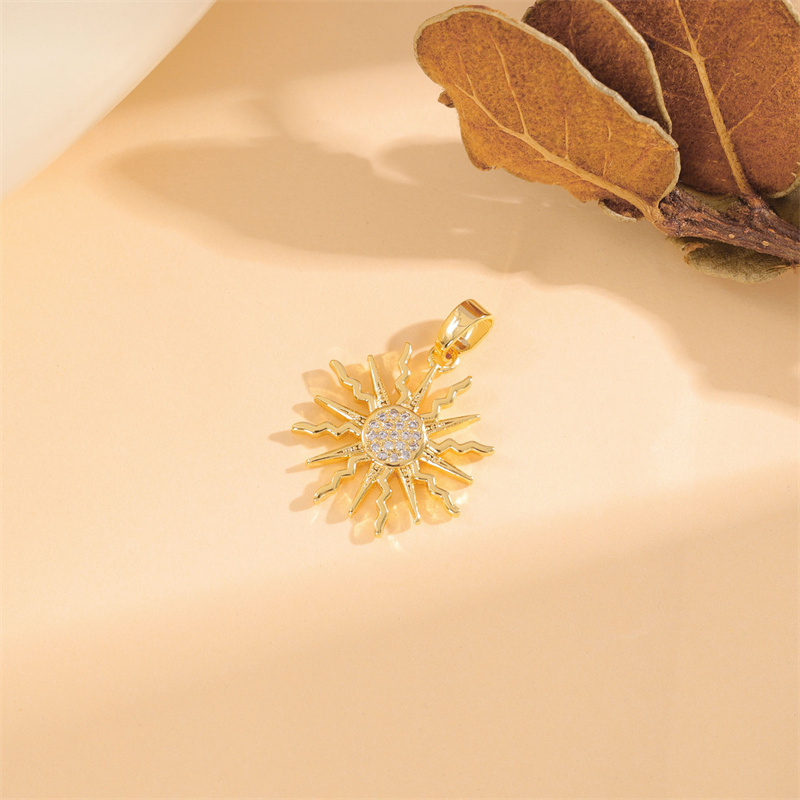 Wholesale Cute Handmade Shiny Sunflower Leaves Heart Shape Brass Plating Inlay 18K Gold Plated Zircon display picture 57