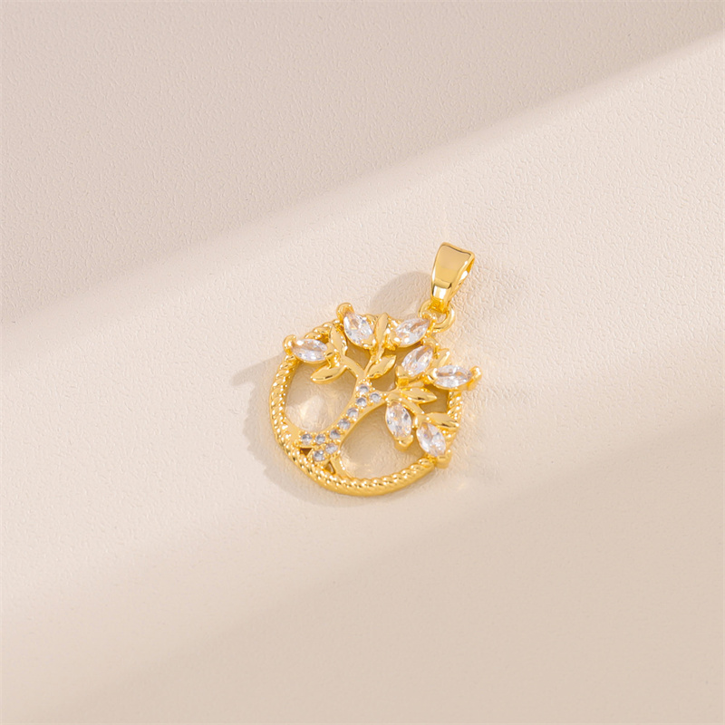 Wholesale Cute Handmade Shiny Sunflower Leaves Heart Shape Brass Plating Inlay 18K Gold Plated Zircon display picture 83