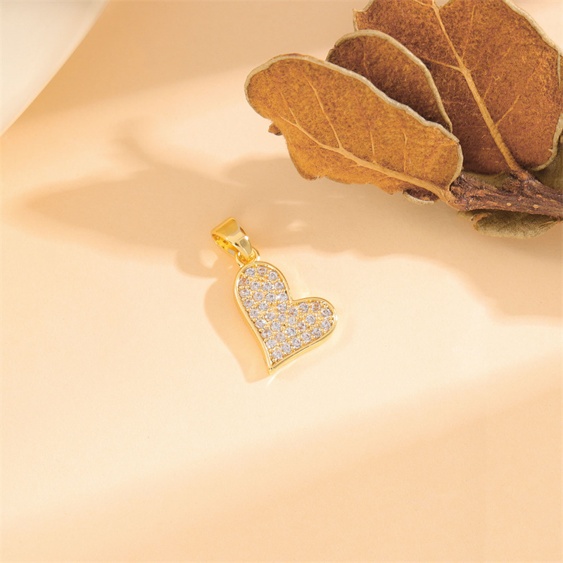 Wholesale Cute Handmade Shiny Sunflower Leaves Heart Shape Brass Plating Inlay 18K Gold Plated Zircon display picture 89
