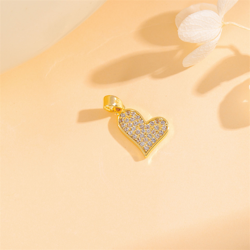 Wholesale Cute Handmade Shiny Sunflower Leaves Heart Shape Brass Plating Inlay 18K Gold Plated Zircon display picture 88