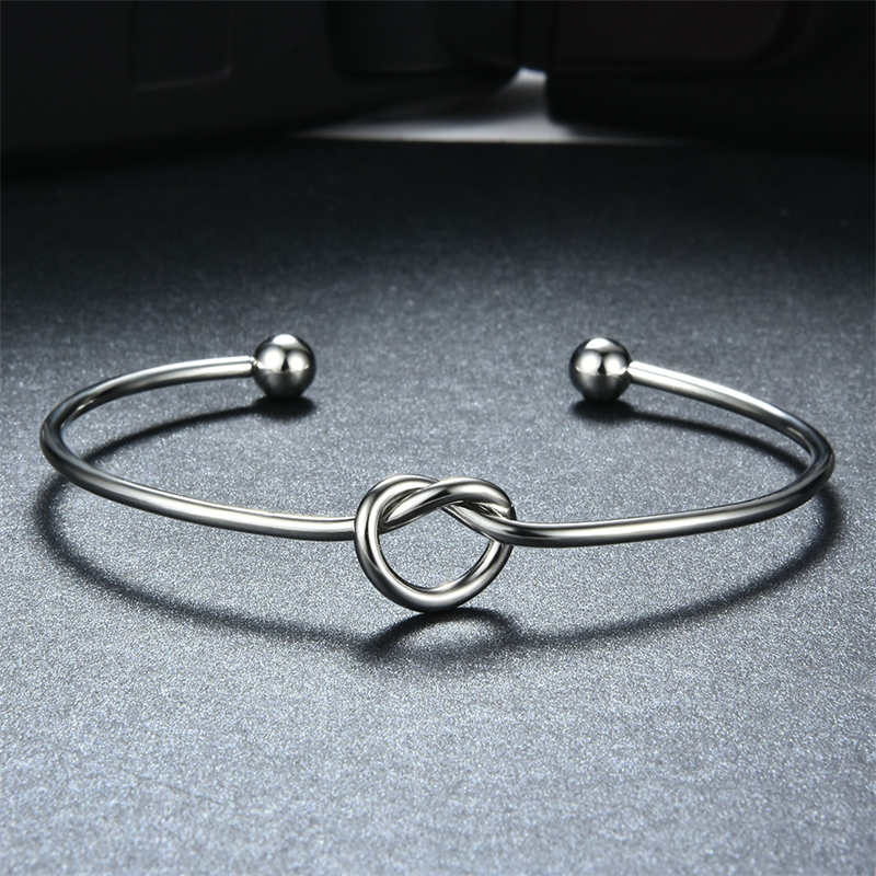 Handmade Solid Color Knot Stainless Steel 18K Gold Plated Cuff Bracelets In Bulk display picture 6