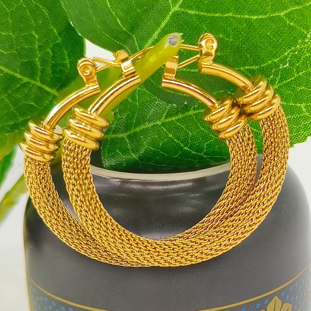 Edelstahl 304 18 Karat Vergoldet Retro Einfacher Stil Überzug Geometrisch Einfarbig Armbänder Ohrringe Halskette display picture 4