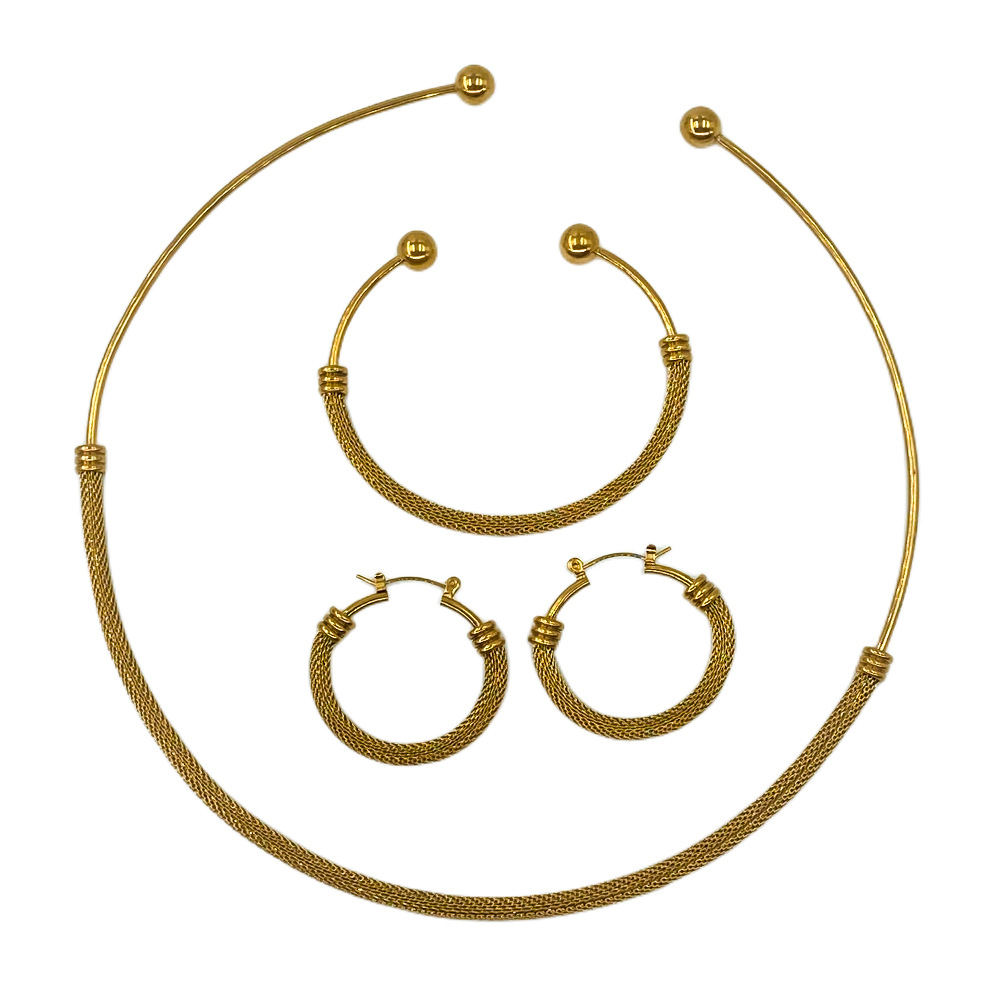 Edelstahl 304 18 Karat Vergoldet Retro Einfacher Stil Überzug Geometrisch Einfarbig Armbänder Ohrringe Halskette display picture 7