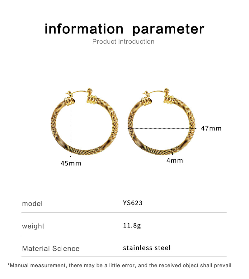 1 Pair Vintage Style Round Plating 304 Stainless Steel 18K Gold Plated Earrings display picture 1