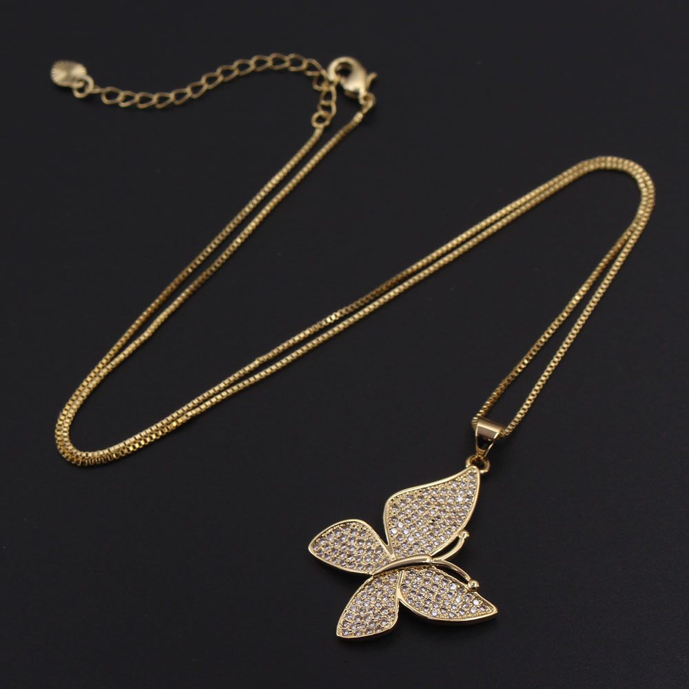 Ig Style Simple Style Animal Butterfly Copper White Gold Plated Gold Plated Zircon Pendant Necklace In Bulk display picture 5
