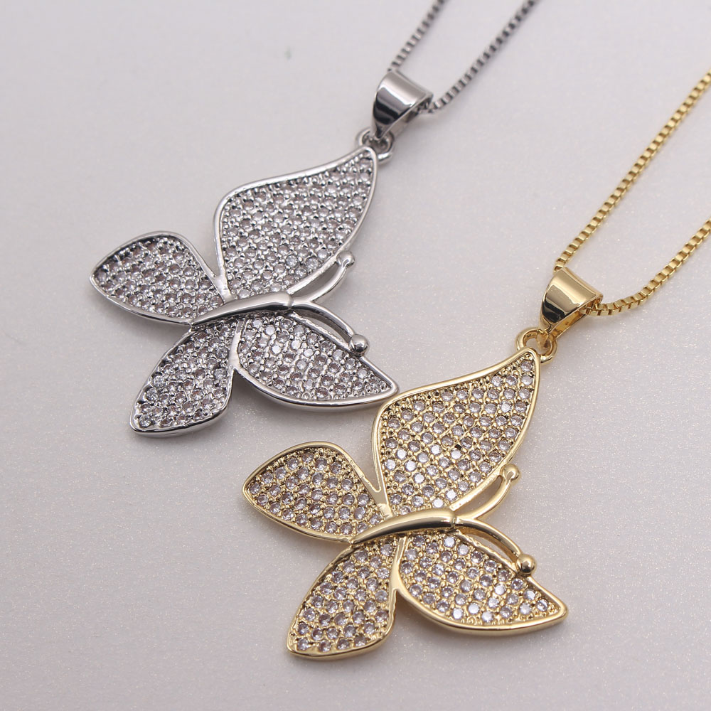 Ig Style Simple Style Animal Butterfly Copper White Gold Plated Gold Plated Zircon Pendant Necklace In Bulk display picture 3
