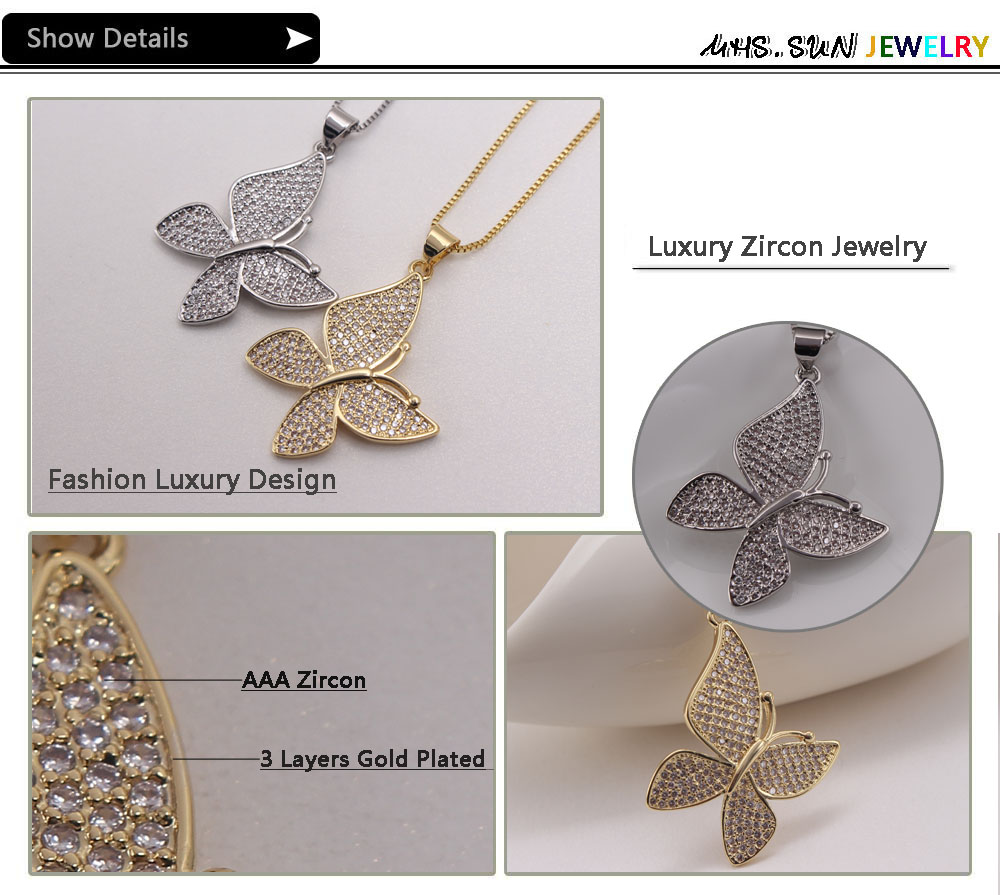 Ig Style Simple Style Animal Butterfly Copper White Gold Plated Gold Plated Zircon Pendant Necklace In Bulk display picture 6