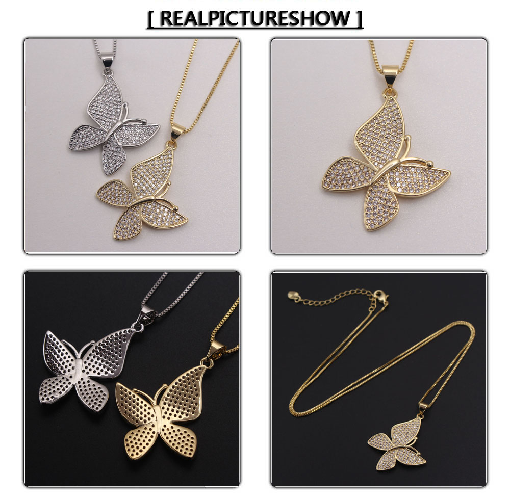 Ig Style Simple Style Animal Butterfly Copper White Gold Plated Gold Plated Zircon Pendant Necklace In Bulk display picture 7