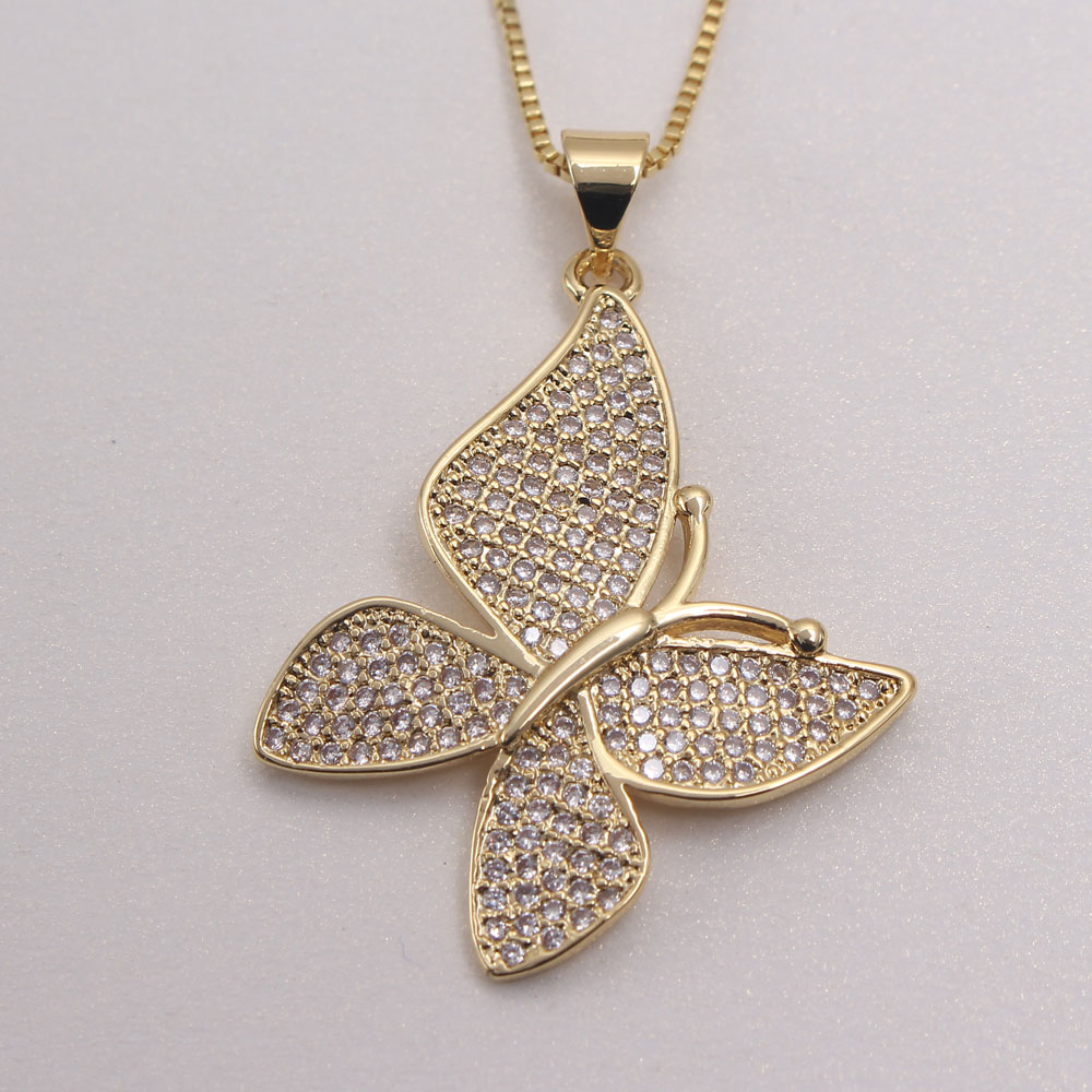 Ig Style Simple Style Animal Butterfly Copper White Gold Plated Gold Plated Zircon Pendant Necklace In Bulk display picture 9