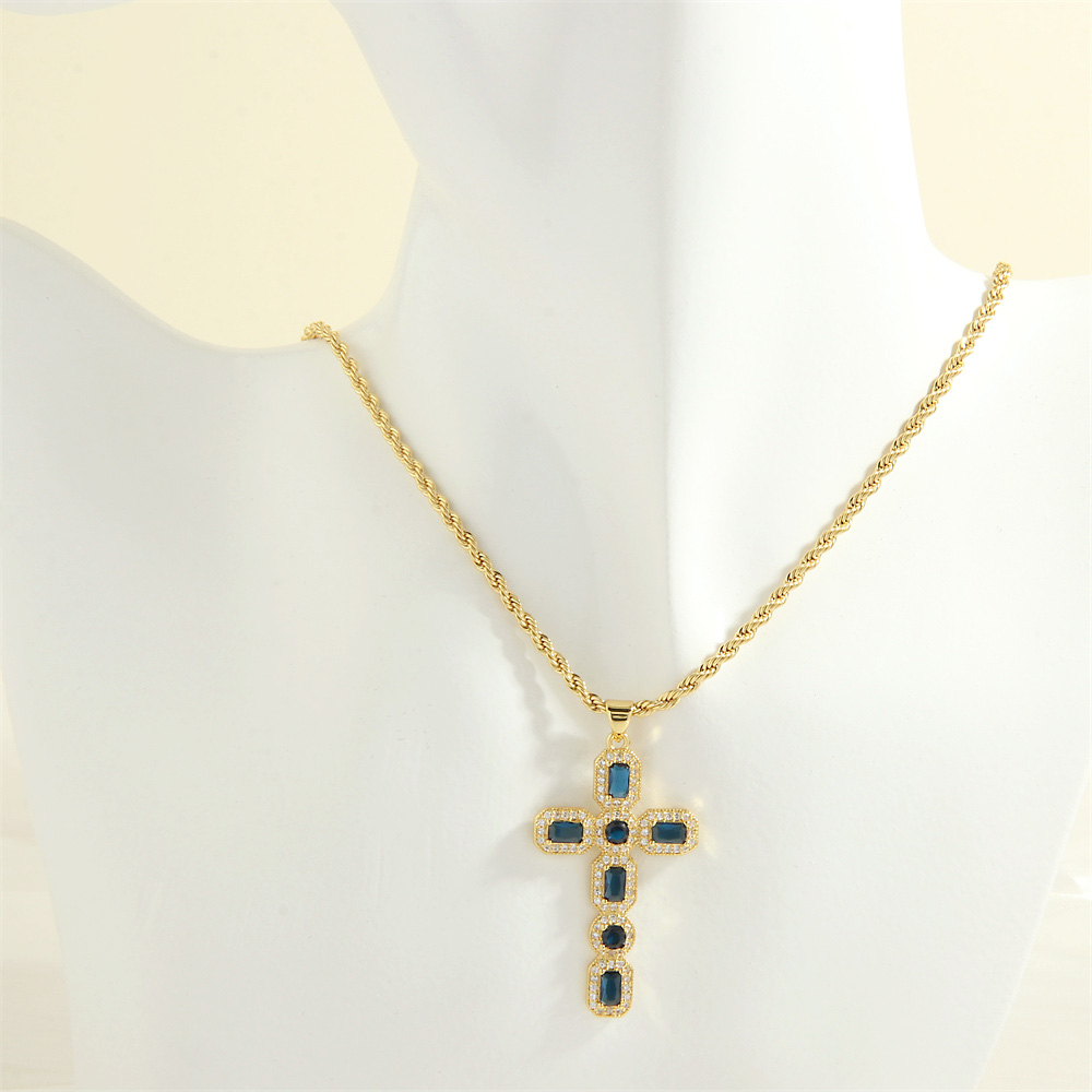 Simple Style Cross Heart Shape Copper 18k Gold Plated Zircon Pendant Necklace In Bulk display picture 31