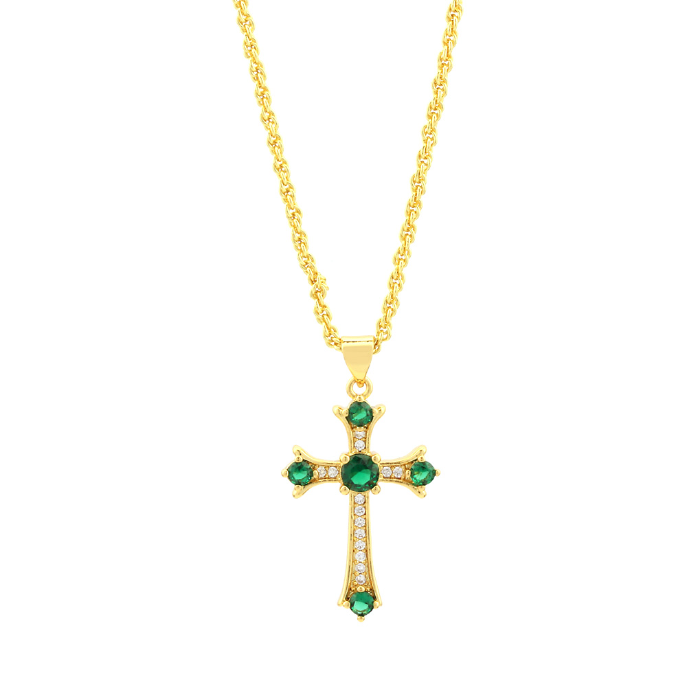 Einfacher Stil Kreuzen Herzform Kupfer 18 Karat Vergoldet Zirkon Halskette Mit Anhänger In Masse display picture 1