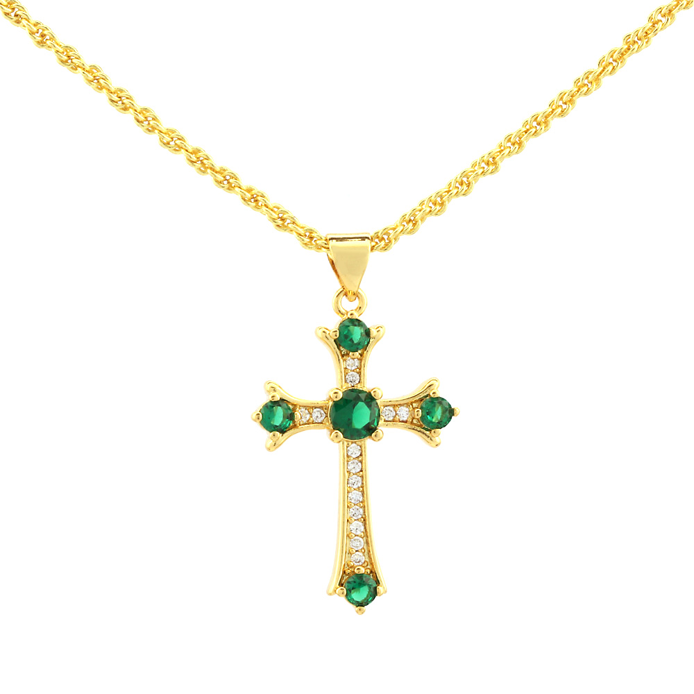 Einfacher Stil Kreuzen Herzform Kupfer 18 Karat Vergoldet Zirkon Halskette Mit Anhänger In Masse display picture 2