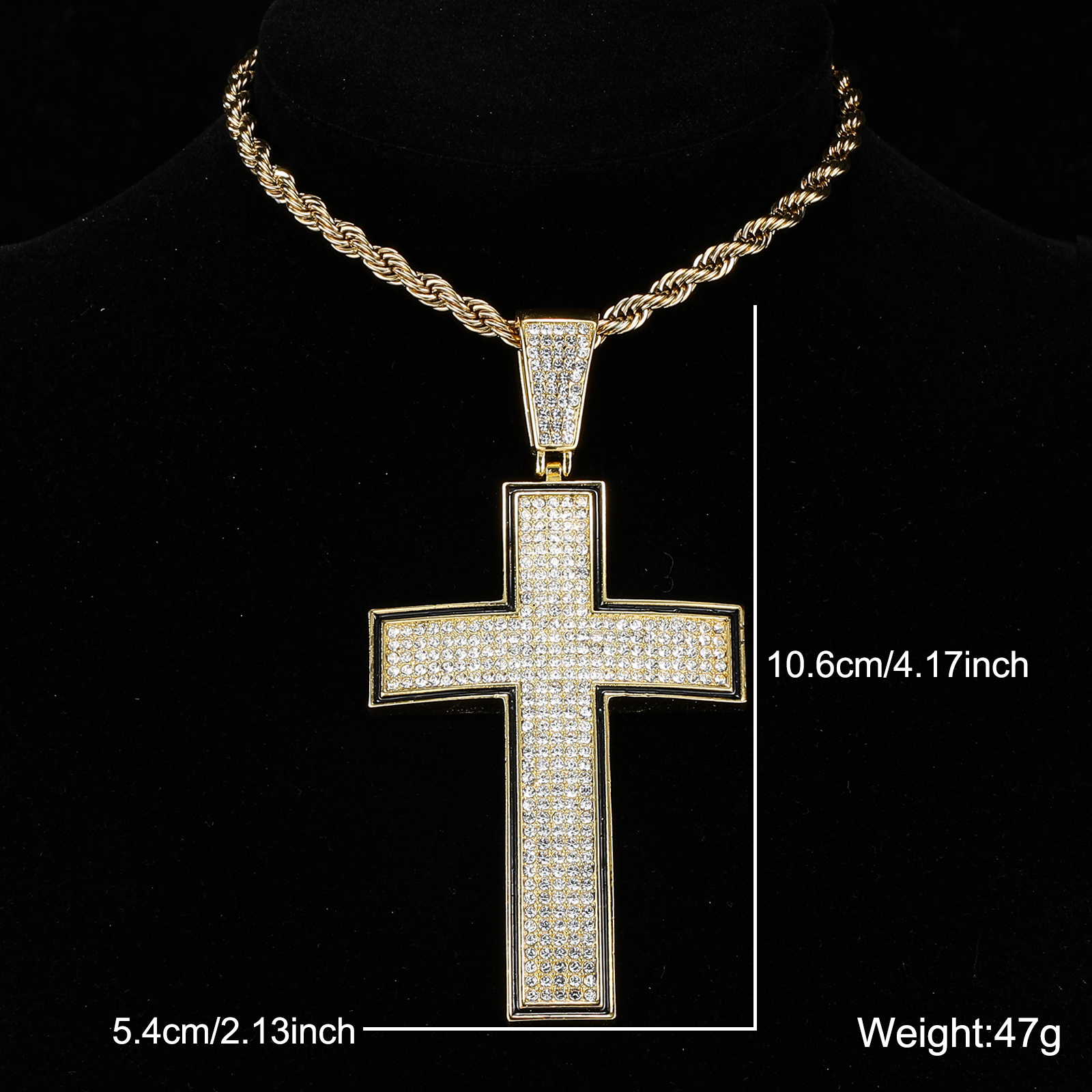 Casual Hip-hop Cross Solid Color Stainless Steel Alloy Inlay Rhinestones Unisex Pendant Necklace display picture 6