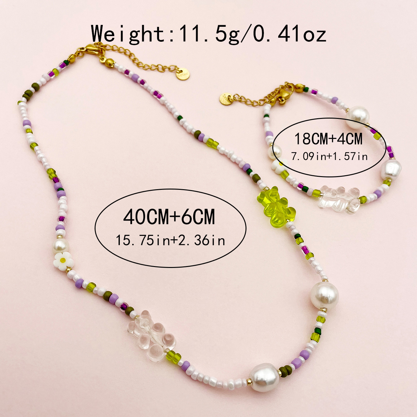 Basic Vacation Sweet Geometric Gold Plated Pearl Beads 304 Stainless Steel Beaded Wholesale Bracelets Necklace display picture 3