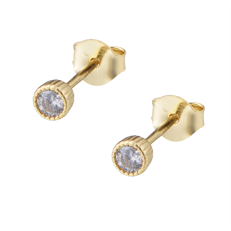 1 Pair Ig Style Circle Inlay Sterling Silver Zircon 14k Gold Plated Rhodium Plated Ear Studs display picture 1