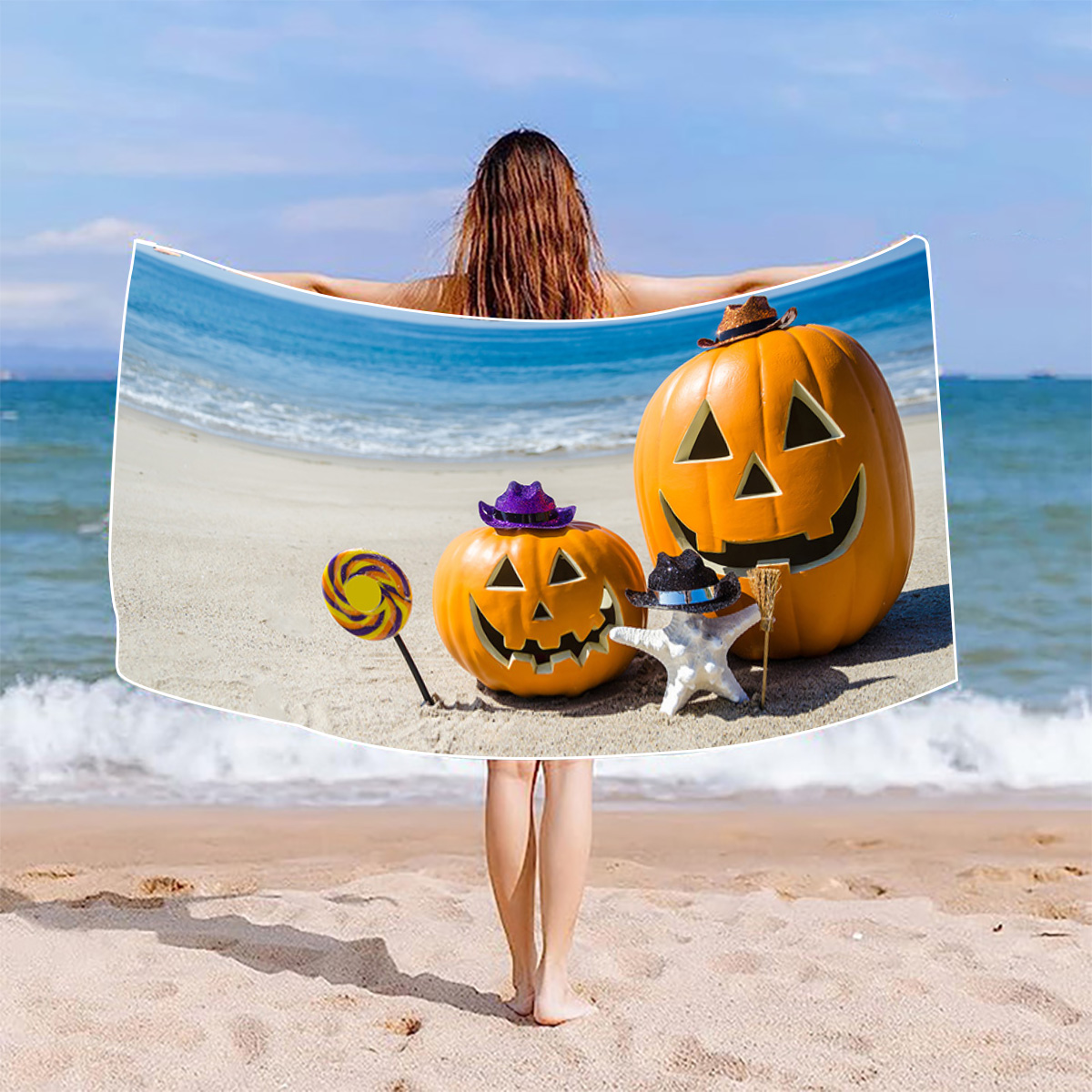 Casual Vacation Halloween Pattern Beach Towels display picture 4